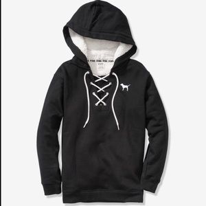 - PINK Victoria Secret black Sherpa hoodie